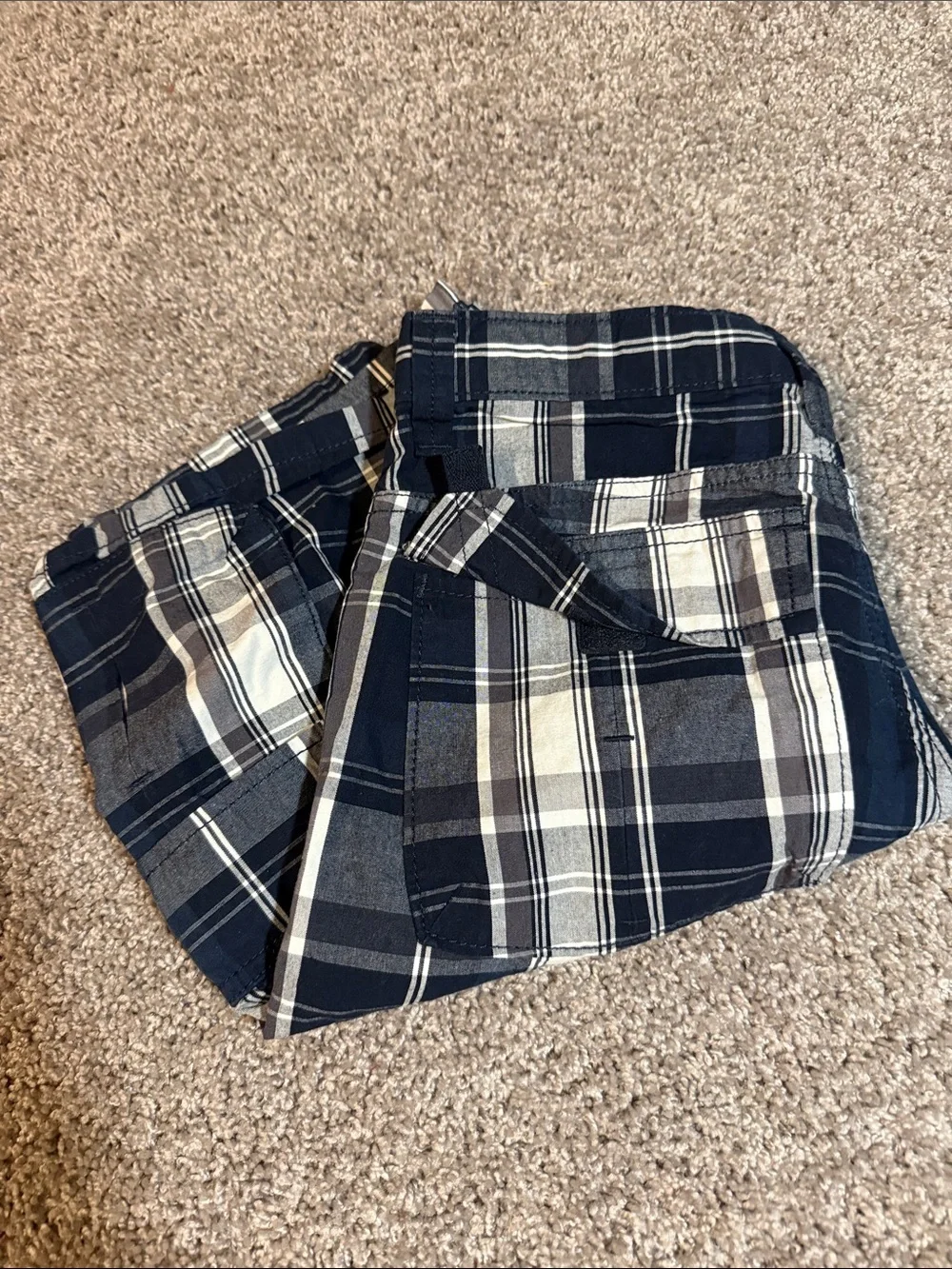 Plaid Lounge Pants in Navy and Cream